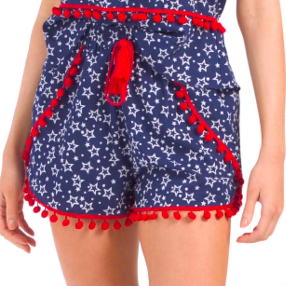 America & Beyond Americana Star Swim Cover-Up Shorts NWT
